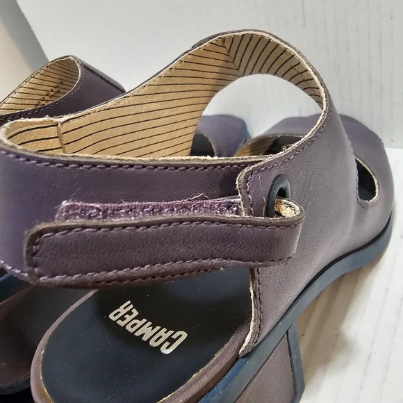 Camper Maude Violet purple Blue Mid Block Heel Retro Shoes Sandals Sz 40 - Picture 8 of 16
